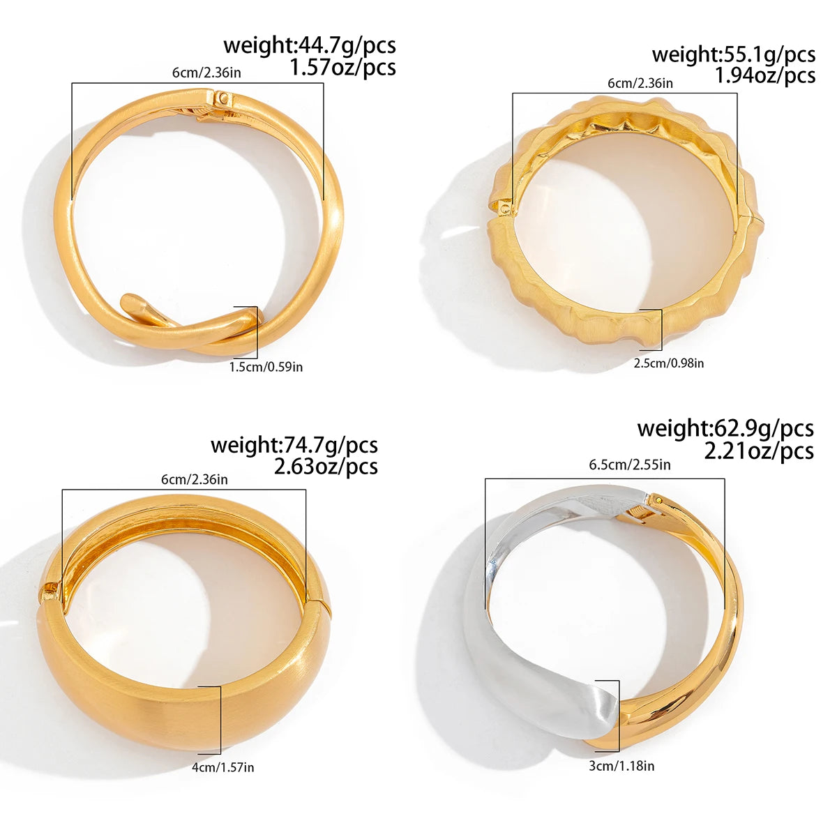 Exaggerated Punk Matte Heavy Metal Chunky Open Bangles for Women Vintage Geometric Spring Bracelets Men Couple Jewelry