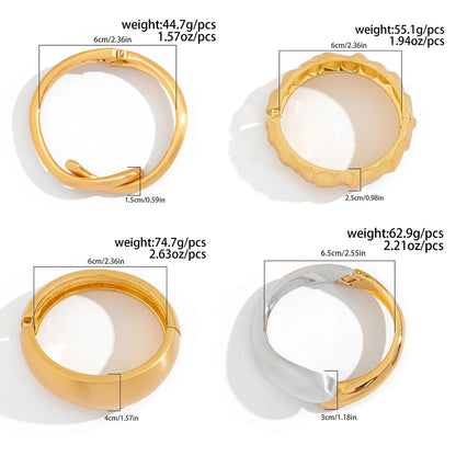 Exaggerated Punk Matte Heavy Metal Chunky Open Bangles for Women Vintage Geometric Spring Bracelets Men Couple Jewelry