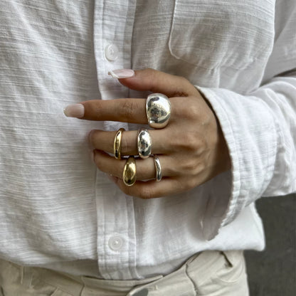 5Pcs/Set Metal Resin Smooth Water Drop Opened Rings for Women Fashion Punk Simple Personality Color Finger Ring Party Jewelry