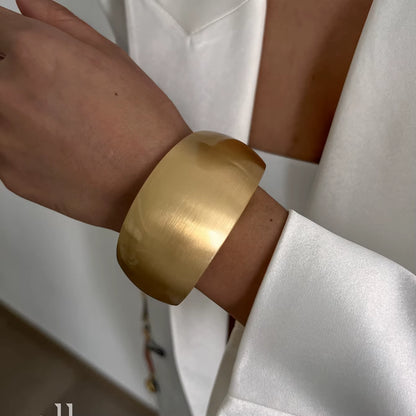 Exaggerated Punk Matte Heavy Metal Chunky Open Bangles for Women Vintage Geometric Spring Bracelets Men Couple Jewelry