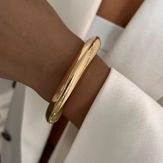 Exaggerated Punk Matte Heavy Metal Chunky Open Bangles for Women Vintage Geometric Spring Bracelets Men Couple Jewelry