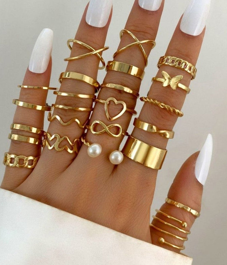 22 Piece Alloy Design Ring Set For Women