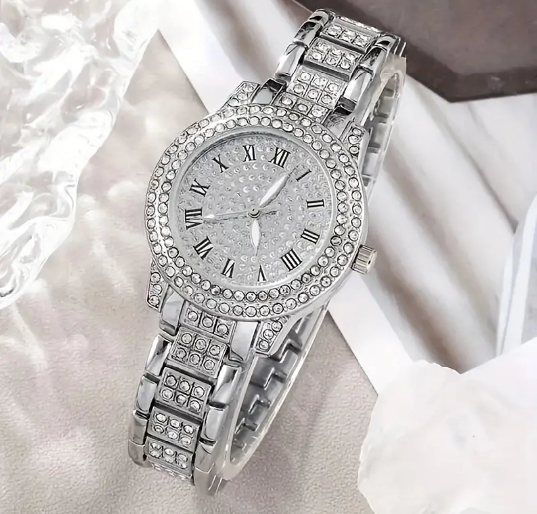 Women Gifting set Wrist Watch with Jewellery Earing Necklace Ring Bracelet