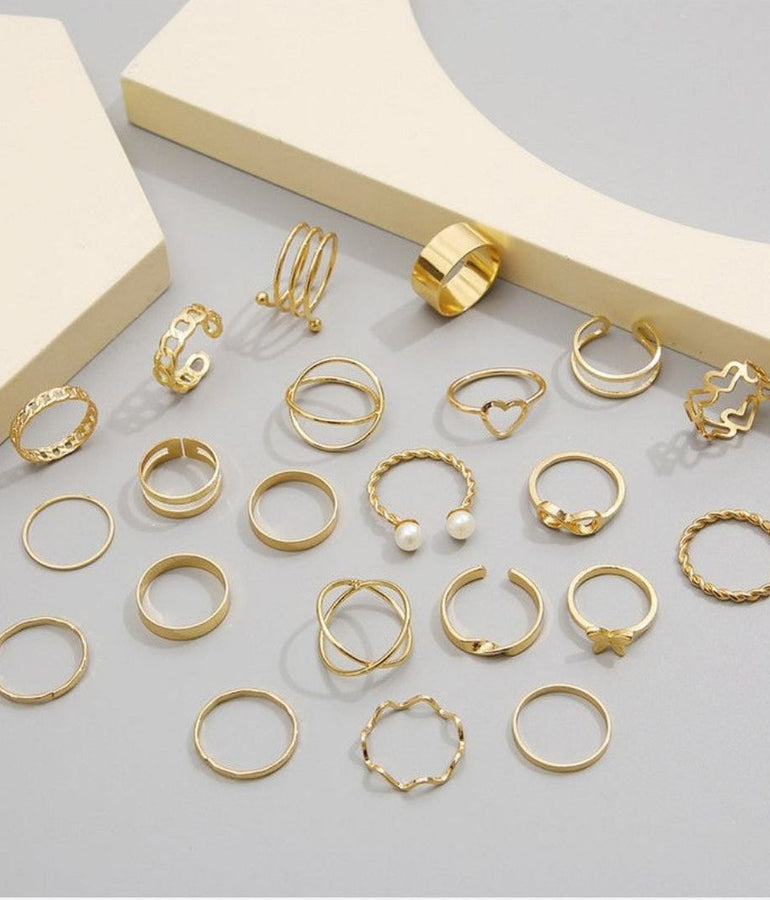 22 Piece Alloy Design Ring Set For Women